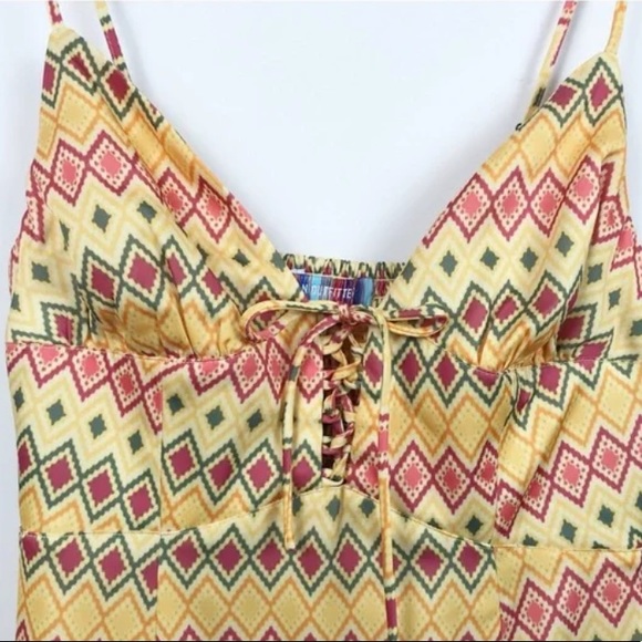 Yellow Printed Mariah Lace-Up Midi Slip Dress | Urban Outfitters | NWT - Picture 7 of 10